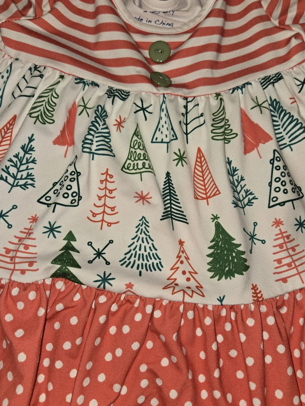 Coral Holiday Tiered Long-Sleeve Dress for Girls